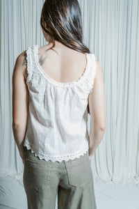 Leticia Eyelet Button Front Cropped Tank Top