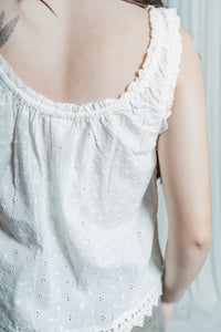 Leticia Eyelet Button Front Cropped Tank Top
