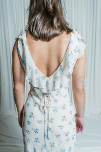 Cerulean Blossom V-Neck Dress
