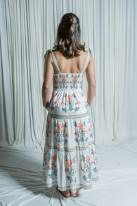 Softly Romantic Floral Tiered Midi Dress