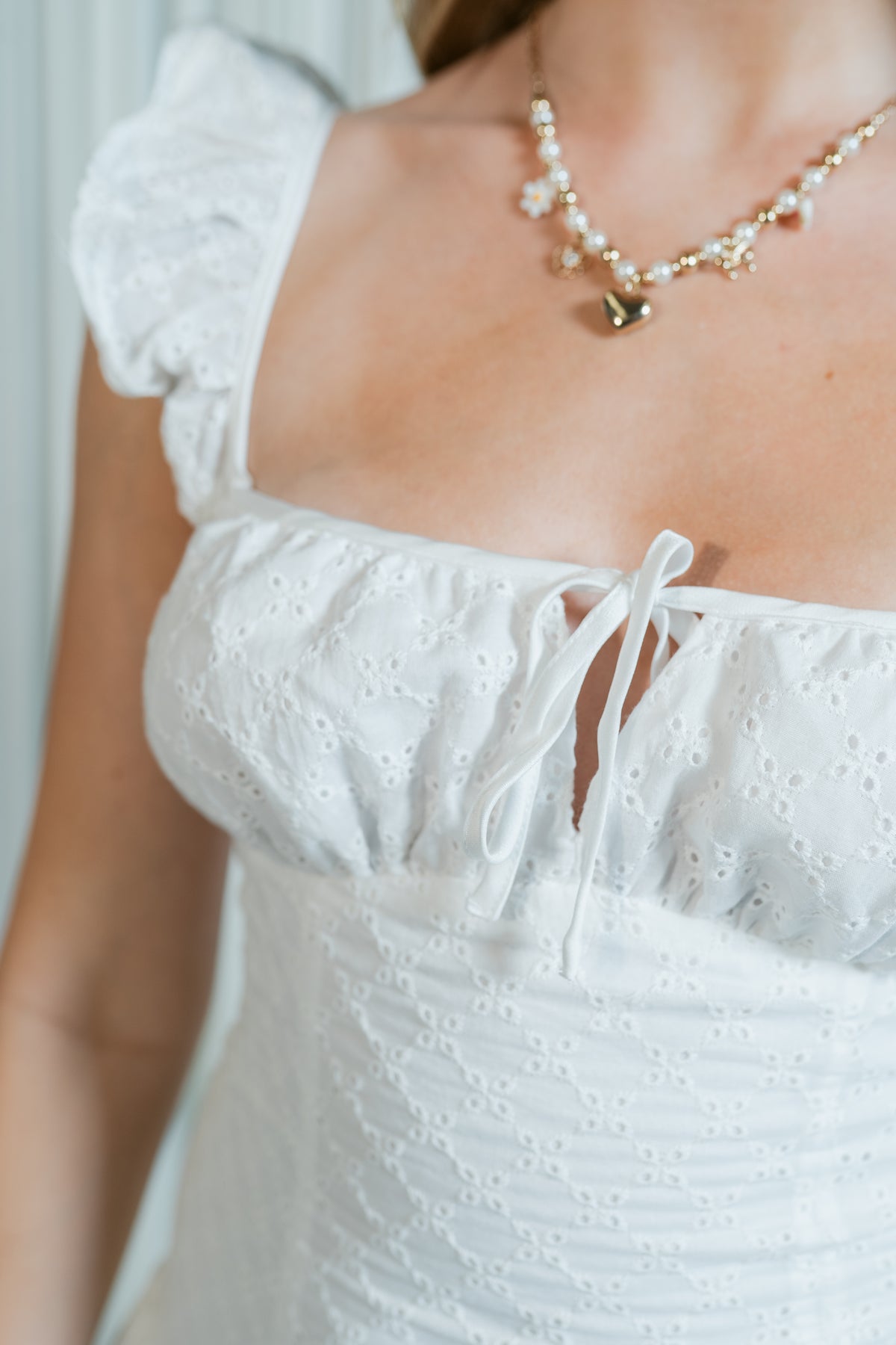 Peony Puff Eyelet Tie Mini Dress