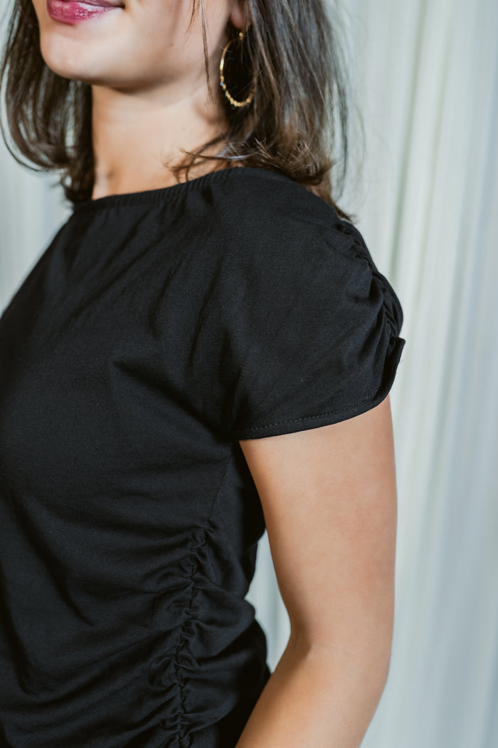 Noir Draped One Shoulder Top