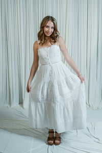 Annabel Floral Lace Maxi Dress W/ Buttons