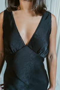 Emmie Shoulder Tie Satin Maxi Dress