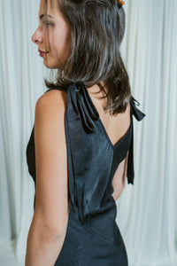 Emmie Shoulder Tie Satin Maxi Dress