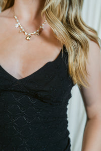 Maxxwell V-Neck Pointelle Knit Tank Top