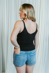 Maxxwell V-Neck Pointelle Knit Tank Top