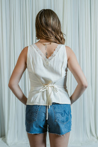 Sunday Lace V-Neck Button Tank