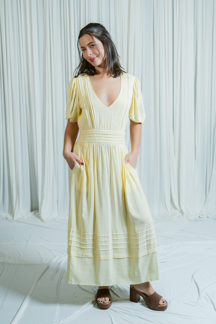 Delaney Linen Puff Sleeve Maxi