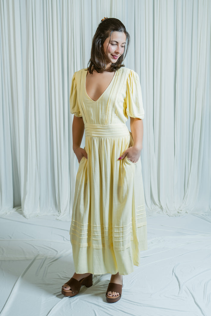 Delaney Linen Puff Sleeve Maxi