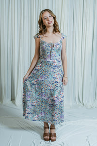 Wildflower Waltz Smocked Tie Midi Dress