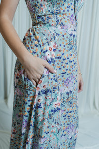 Wildflower Waltz Smocked Tie Midi Dress