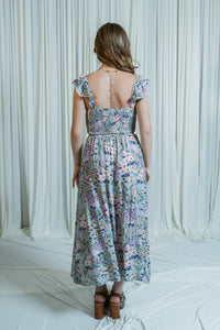 Wildflower Waltz Smocked Tie Midi Dress