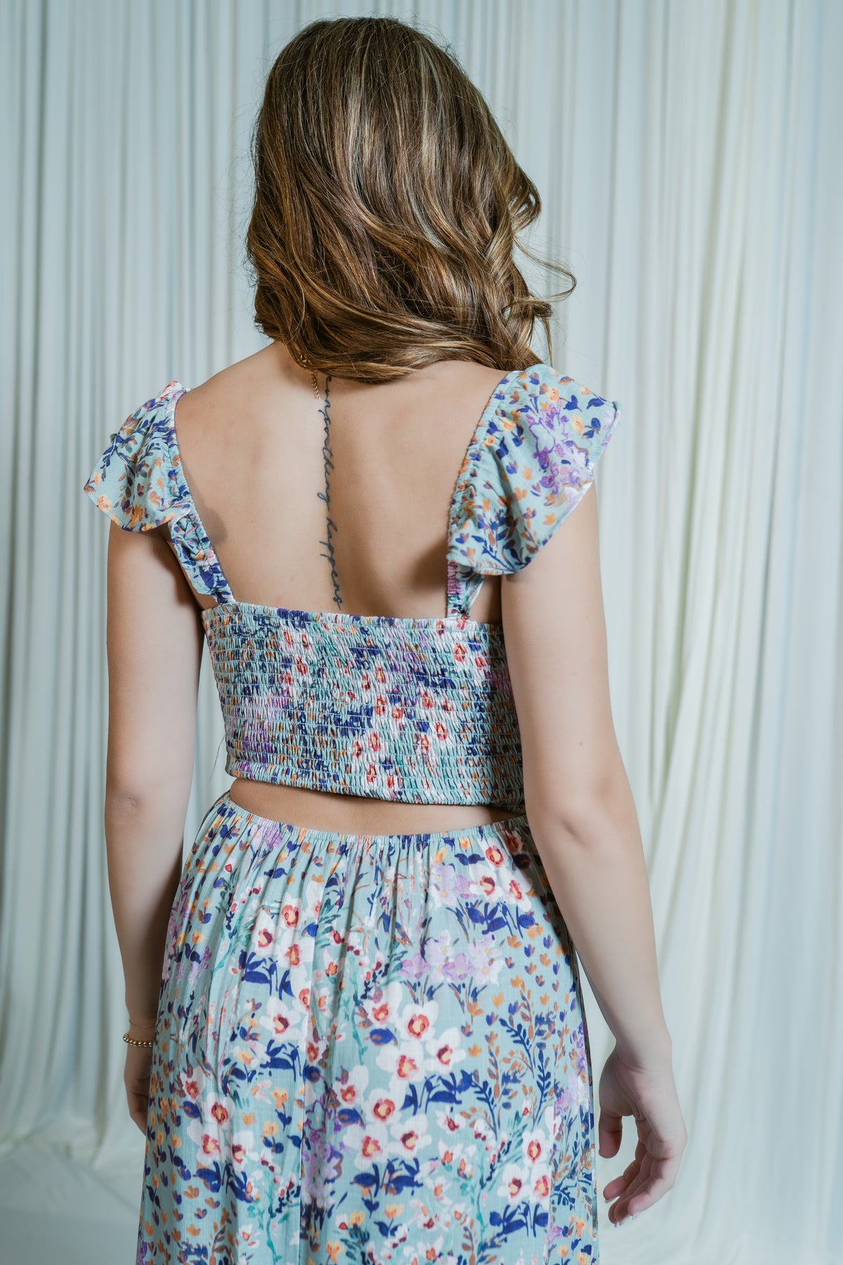 Wildflower Waltz Smocked Tie Midi Dress