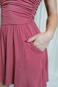 Strapless Ruched Flowy Romper
