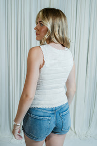 Crochet Knit Button Down Scalloped Vest