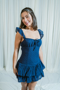Peony Puff Eyelet Tie Mini Dress