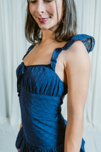 Peony Puff Eyelet Tie Mini Dress