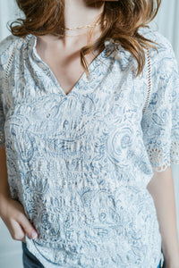 Coastal Crochet Embroidered Dreams Blouse