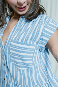 Dockside Darling Button Down Tiered Mini Dress