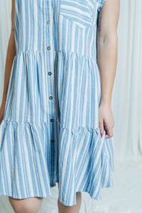 Dockside Darling Button Down Tiered Mini Dress
