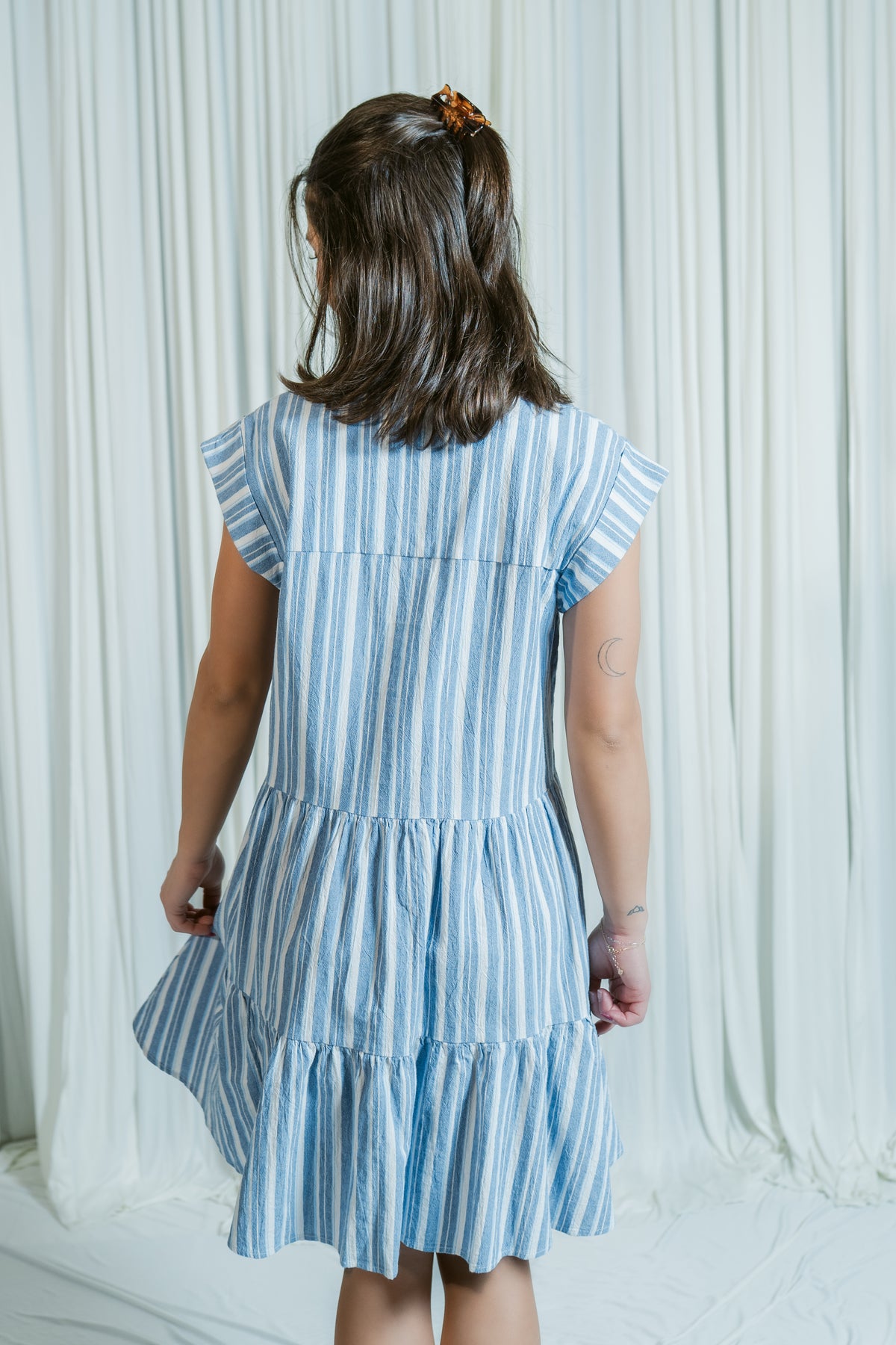Dockside Darling Button Down Tiered Mini Dress