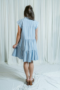 Dockside Darling Button Down Tiered Mini Dress