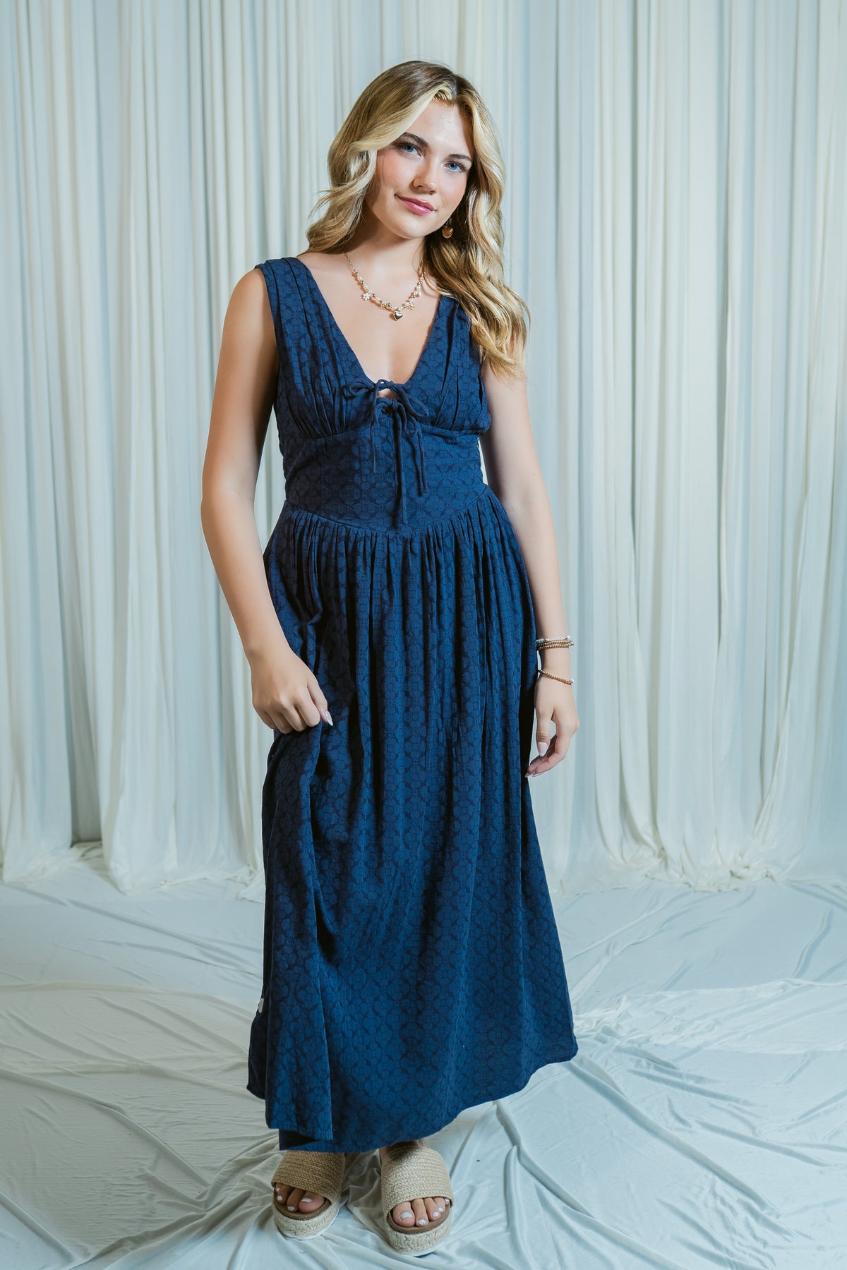 Stasia V-Neck Front Tie Maxi Dress