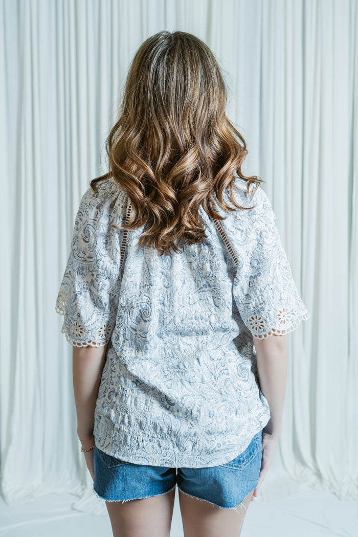 Coastal Crochet Embroidered Dreams Blouse