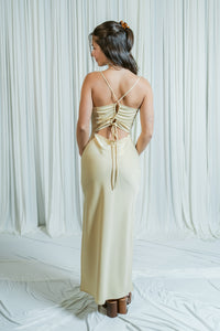 Midnight Shadow Open Back Midi Dress With Slit