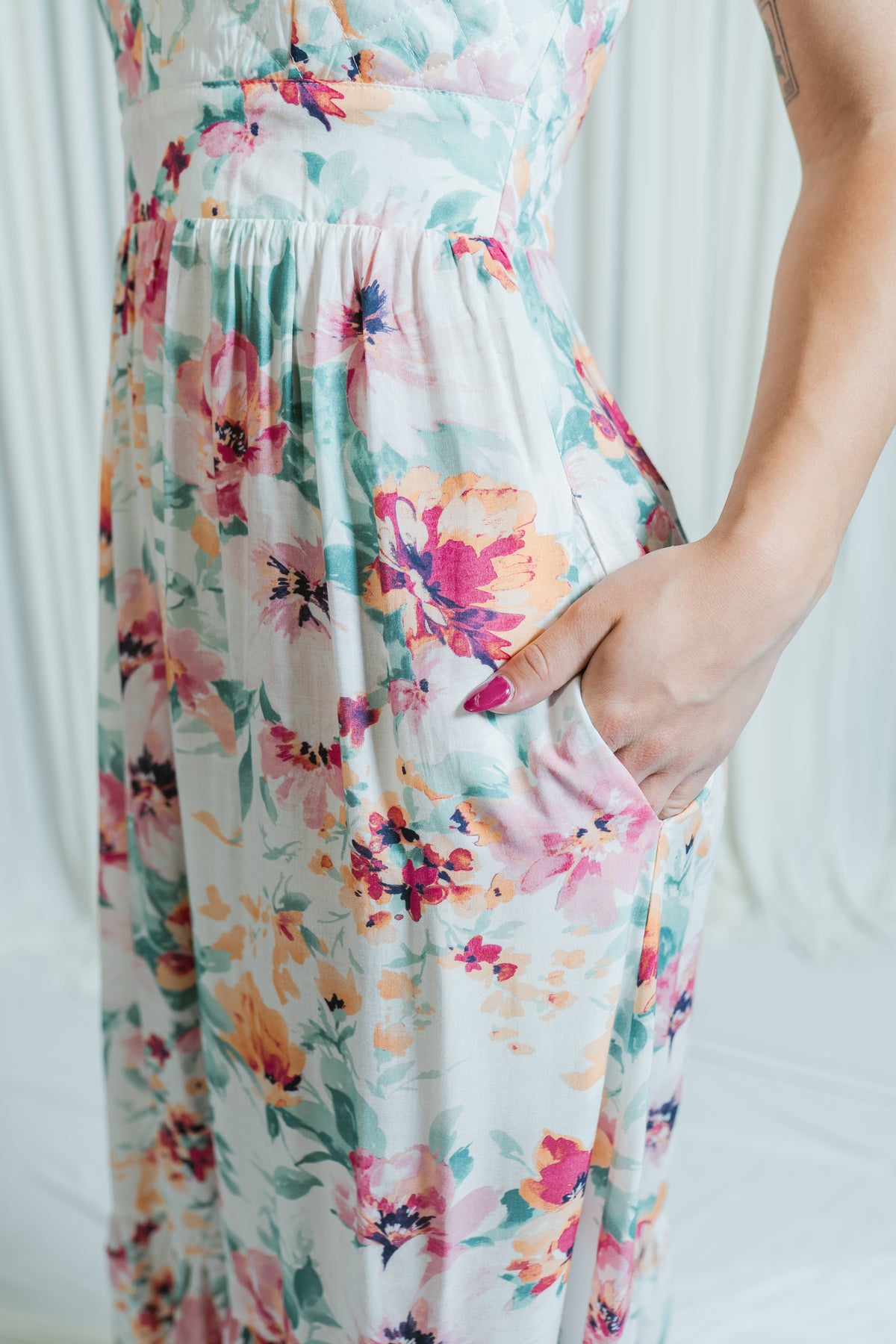 Blooming Keepsake Quilted Button Maxi