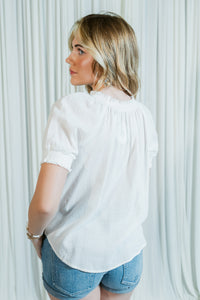 Willowbrook Smocked Cuff Top w/ Neck Tie