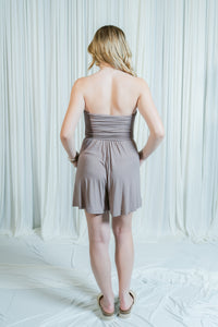 Strapless Ruched Flowy Romper