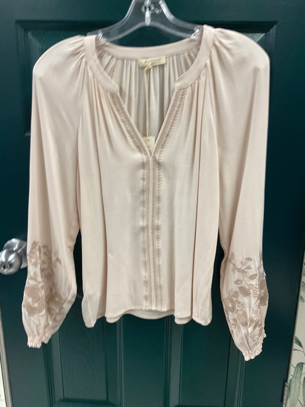 Willow Embroidered Split-Neck Blouse