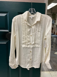 The Long Sleeve Pleated Tuxedo Blouse