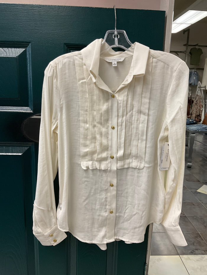 The Long Sleeve Pleated Tuxedo Blouse