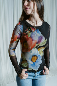 Lily Printed Mesh Long Sleeve