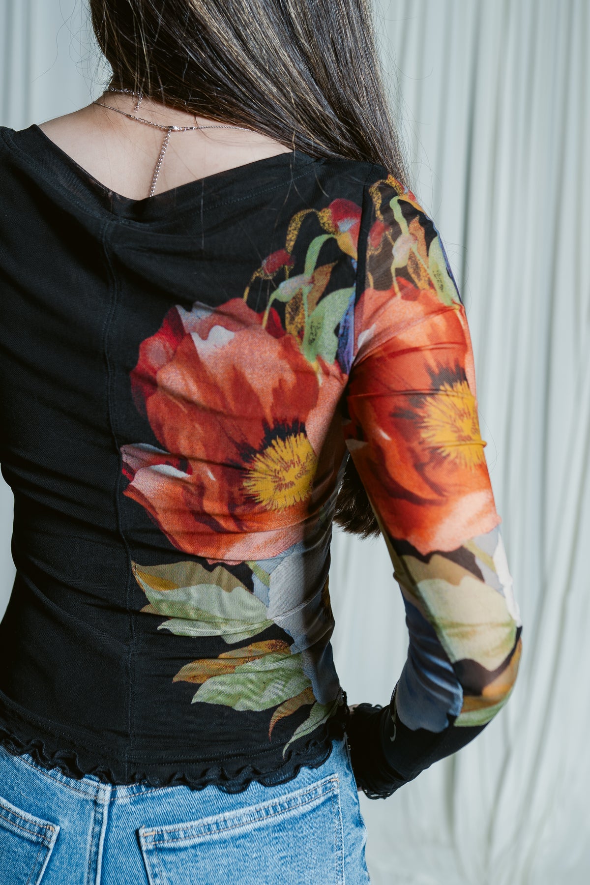 Lily Printed Mesh Long Sleeve
