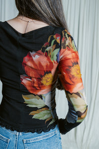 Lily Printed Mesh Long Sleeve