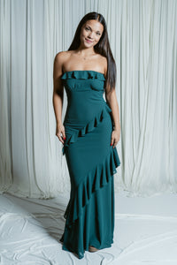 Bare Bliss Strapless Maxi W/ Ruffle Detail