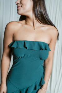 Bare Bliss Strapless Maxi W/ Ruffle Detail