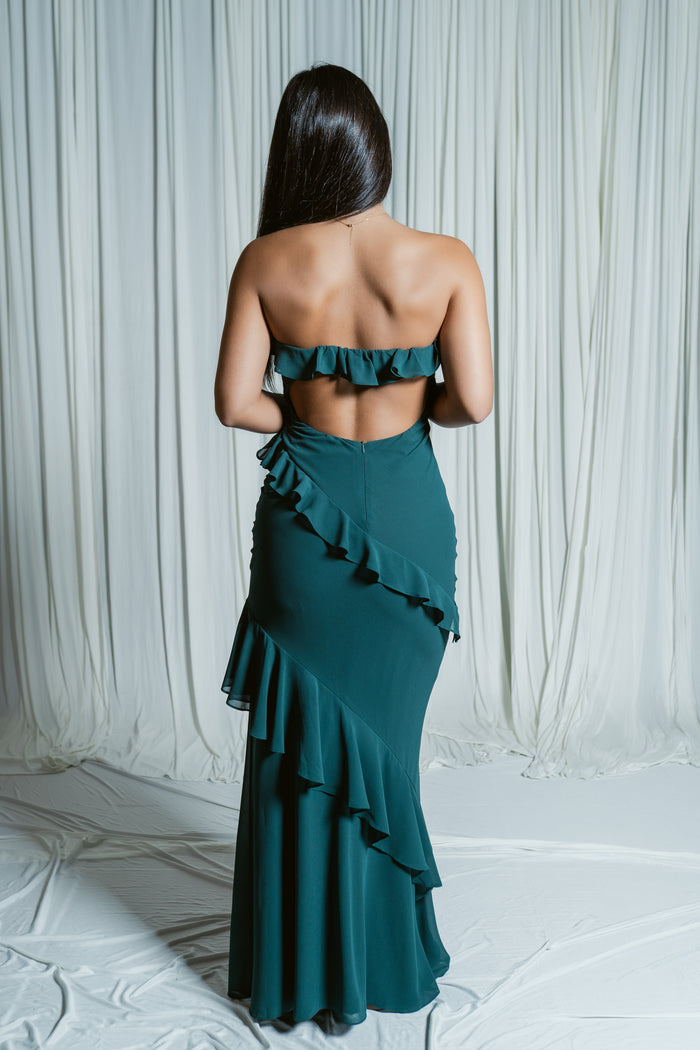 Bare Bliss Strapless Maxi W/ Ruffle Detail