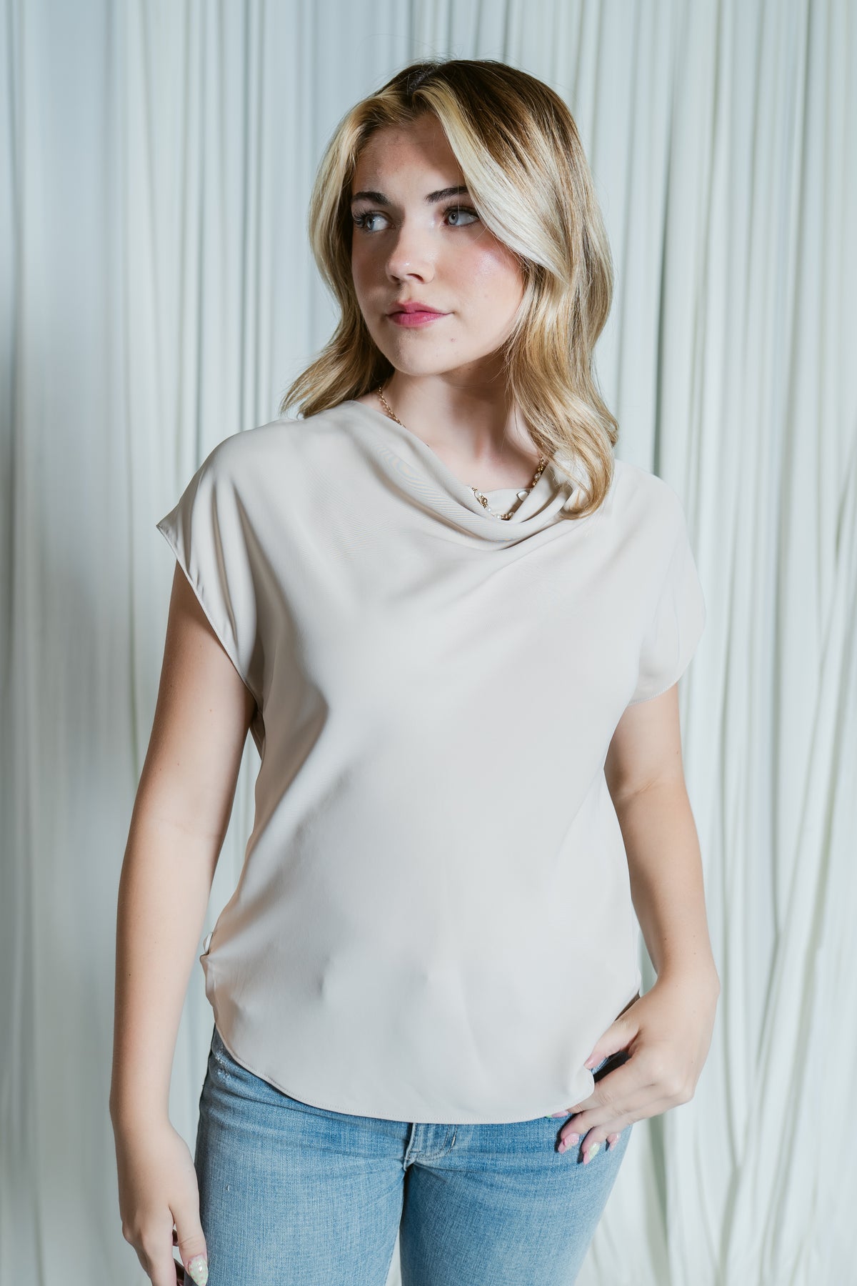 Dolman Cowl Neck Blouse