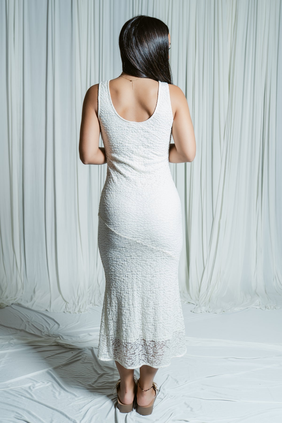 Postitano Romance Lace Midi Dress