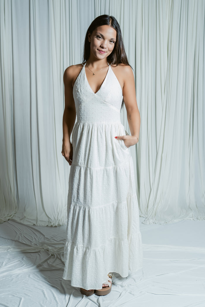 Majorca Eyelet Tiered Maxi Dress