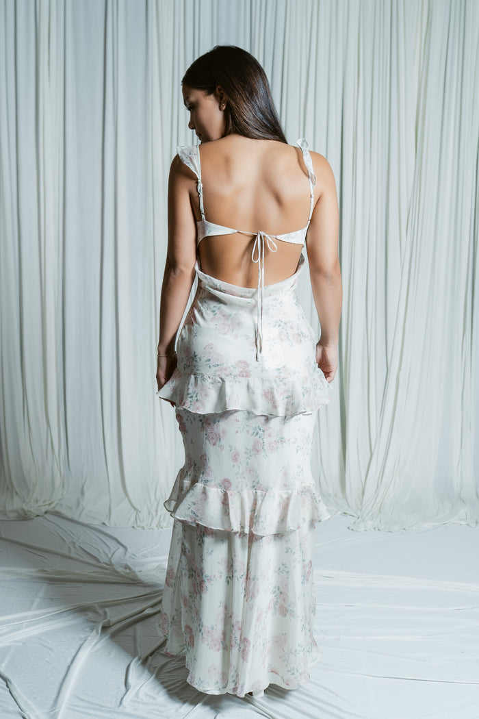 Sweet Peony Ruffle Maxi Dress