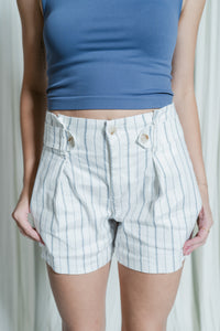Sloan Linen Striped Shorts W/ Buttons on Side