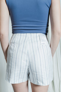 Sloan Linen Striped Shorts W/ Buttons on Side