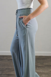 Soft Linen Smocked Waist Pant