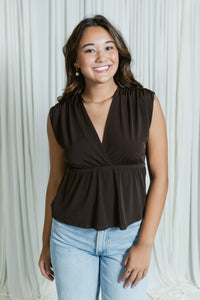 Draped Cross Front Peplum Top